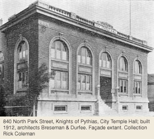 840 North. Knights of St Pythias City Temple Hall